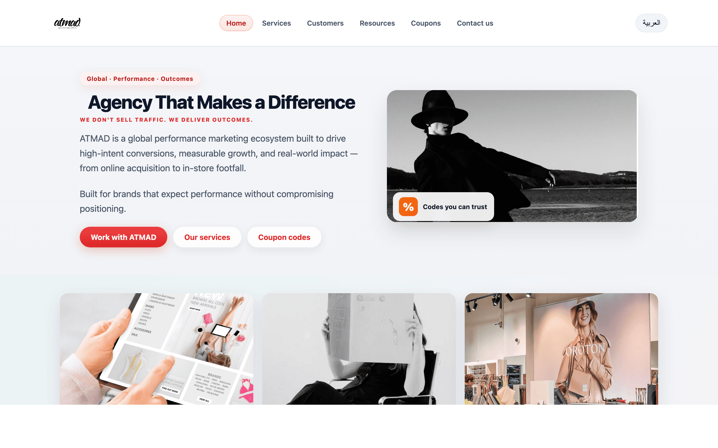 ATMAD performance marketing homepage