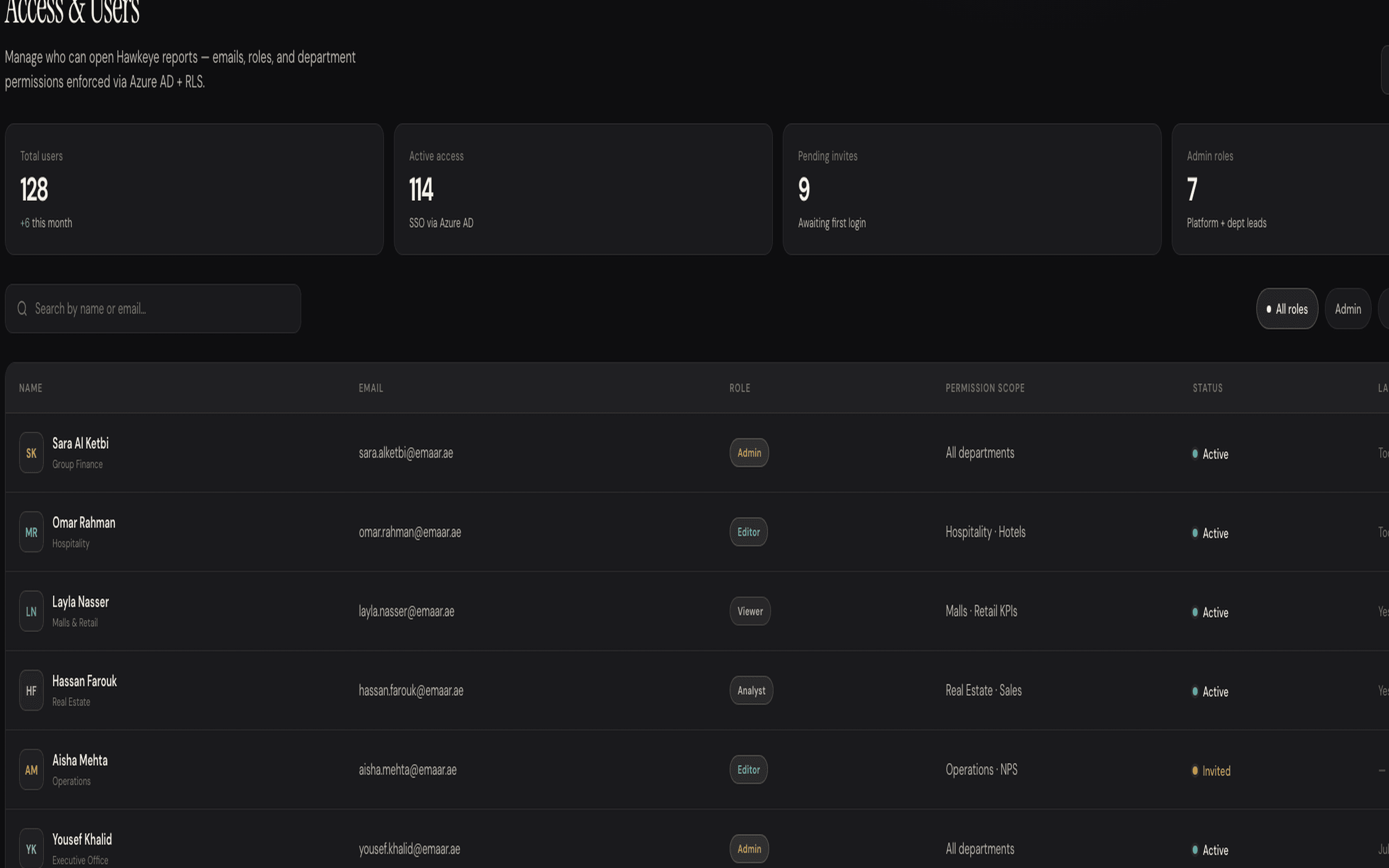 Hawkeye desktop interface