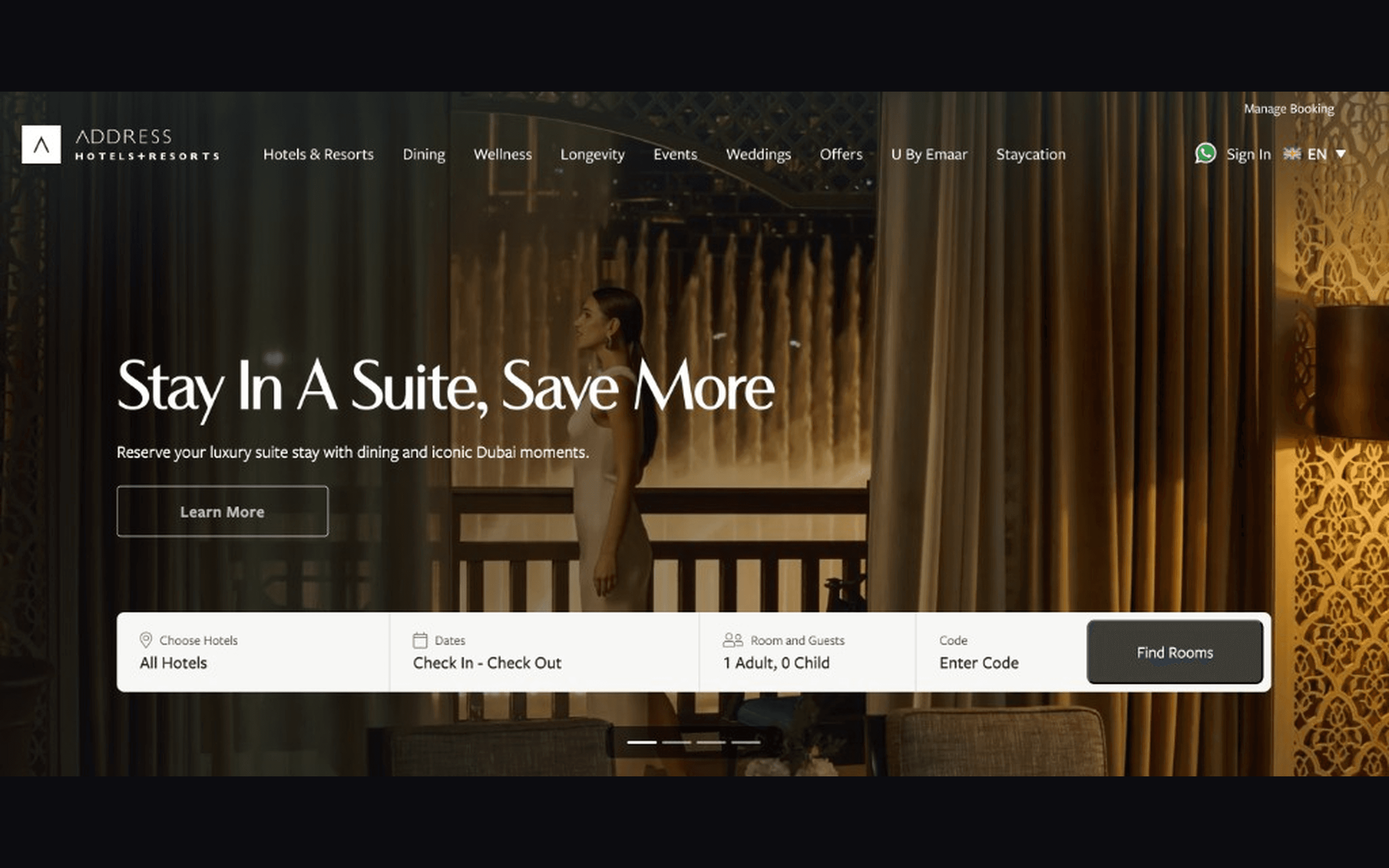 Hotels & Hospitality desktop interface
