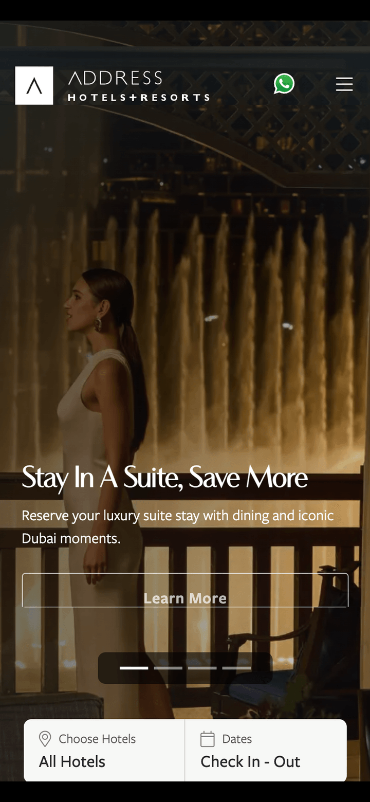 Hotels & Hospitality mobile interface