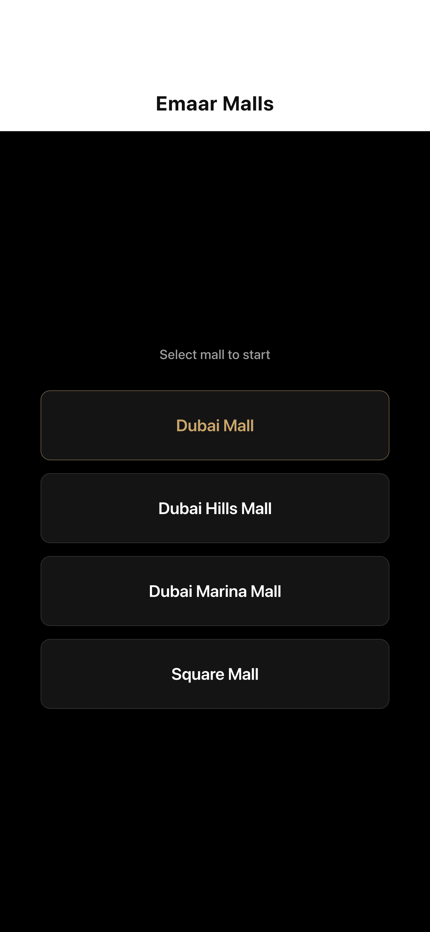 Emaar Malls mobile interface