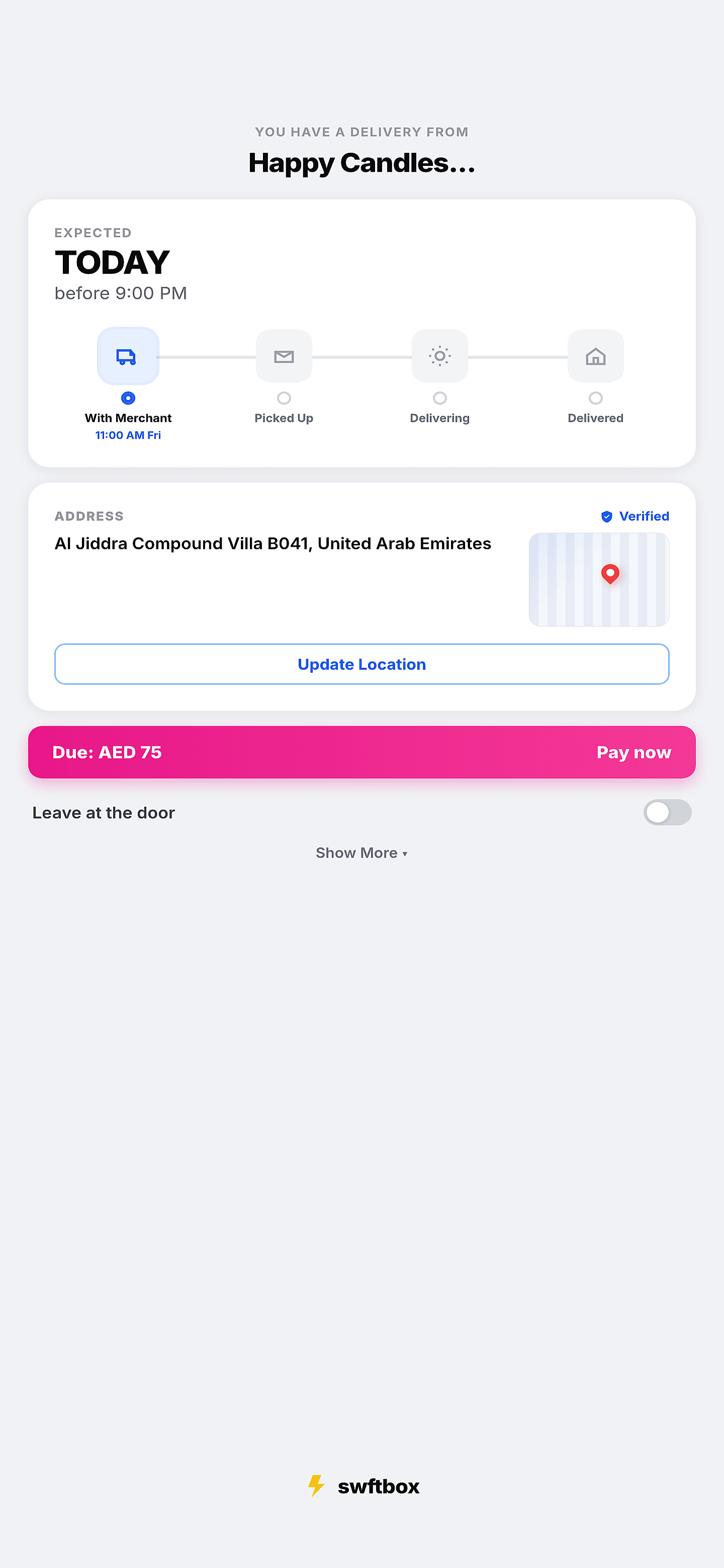Swftbox mobile interface
